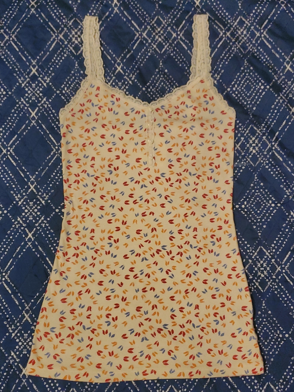 FWB💫 Cream Floral Print Lace-Trim Cami